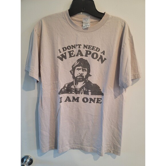 Vintage Chuck Norris Missing In Action Shirt Adult Medium Movie Promo Beige Rare - Picture 1 of 8